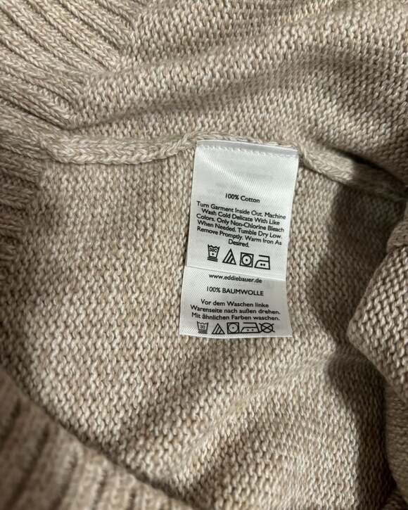 Eddie Bauer Men's Long Sleeve Crew Neck Double Knit Sweater, Irish Cream, Size S - Picture 6 of 6